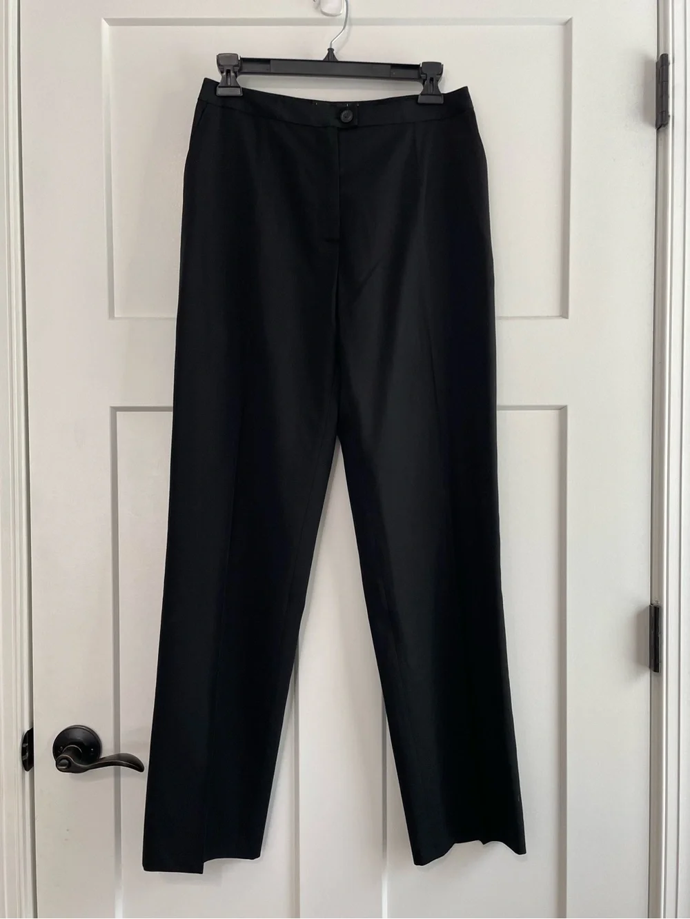 Vintage Chanel Straight Leg Trousers 38 Black Wool Quiet Luxury Pants